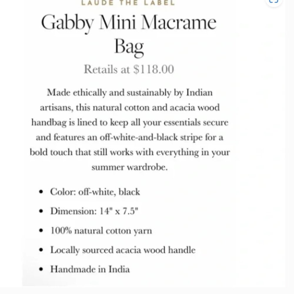 NWT Curateur x LAUDE THE LABEL Gabby Mini Macrame Bag - Picture 5 of 11